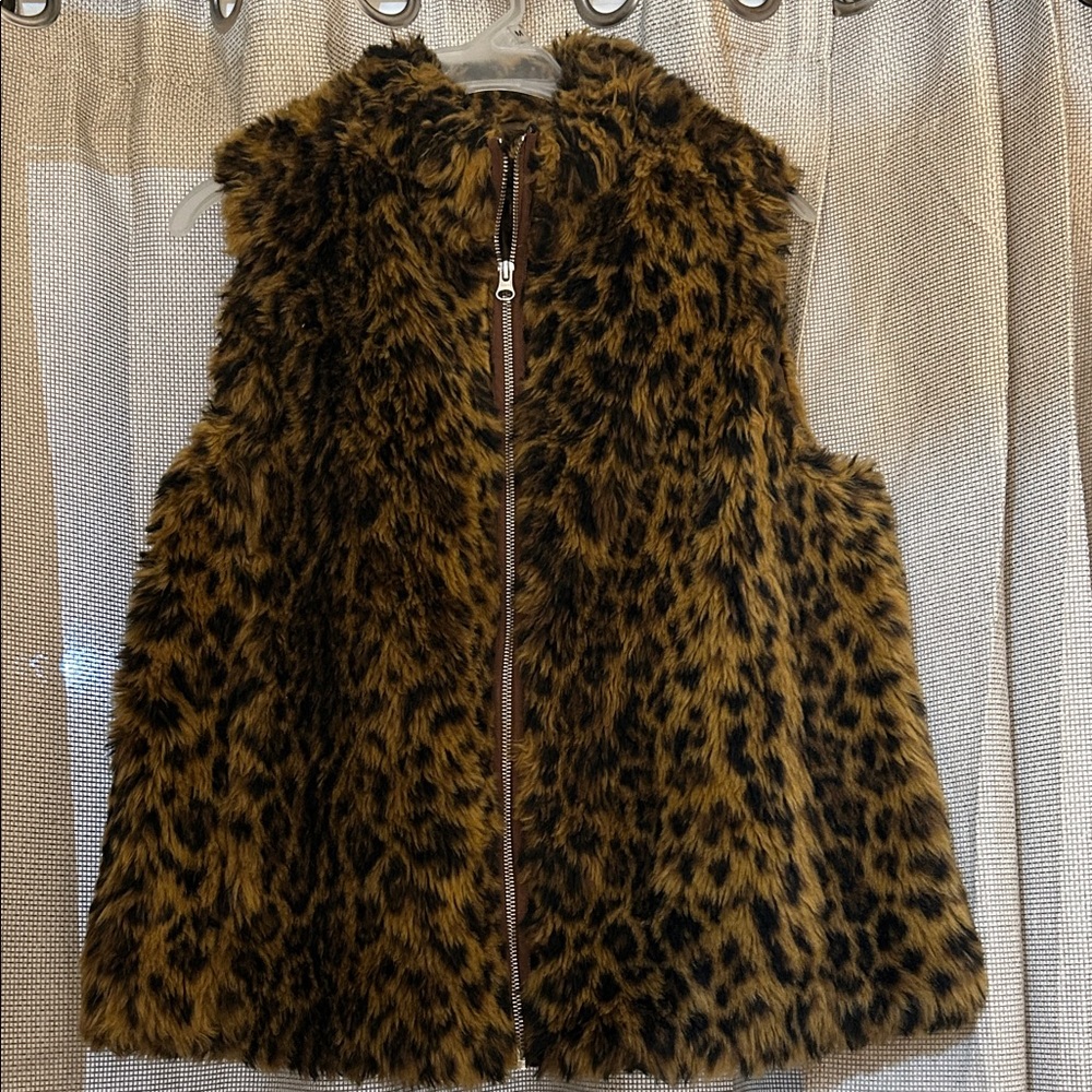 J. Crew Kids Faux Fur Animal Print Vest